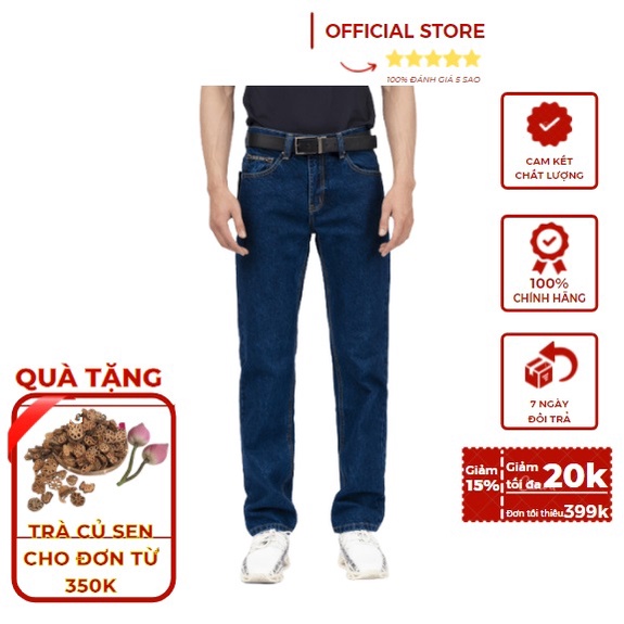 8522 Quần Jeans Nam ,Quần Bò Nam Ống Xuông Màu Xanh Co Giãn