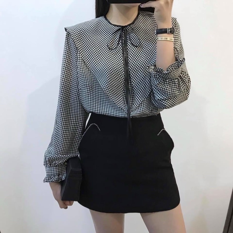 Áo sơ mi lụa ziczac còn Đỏ