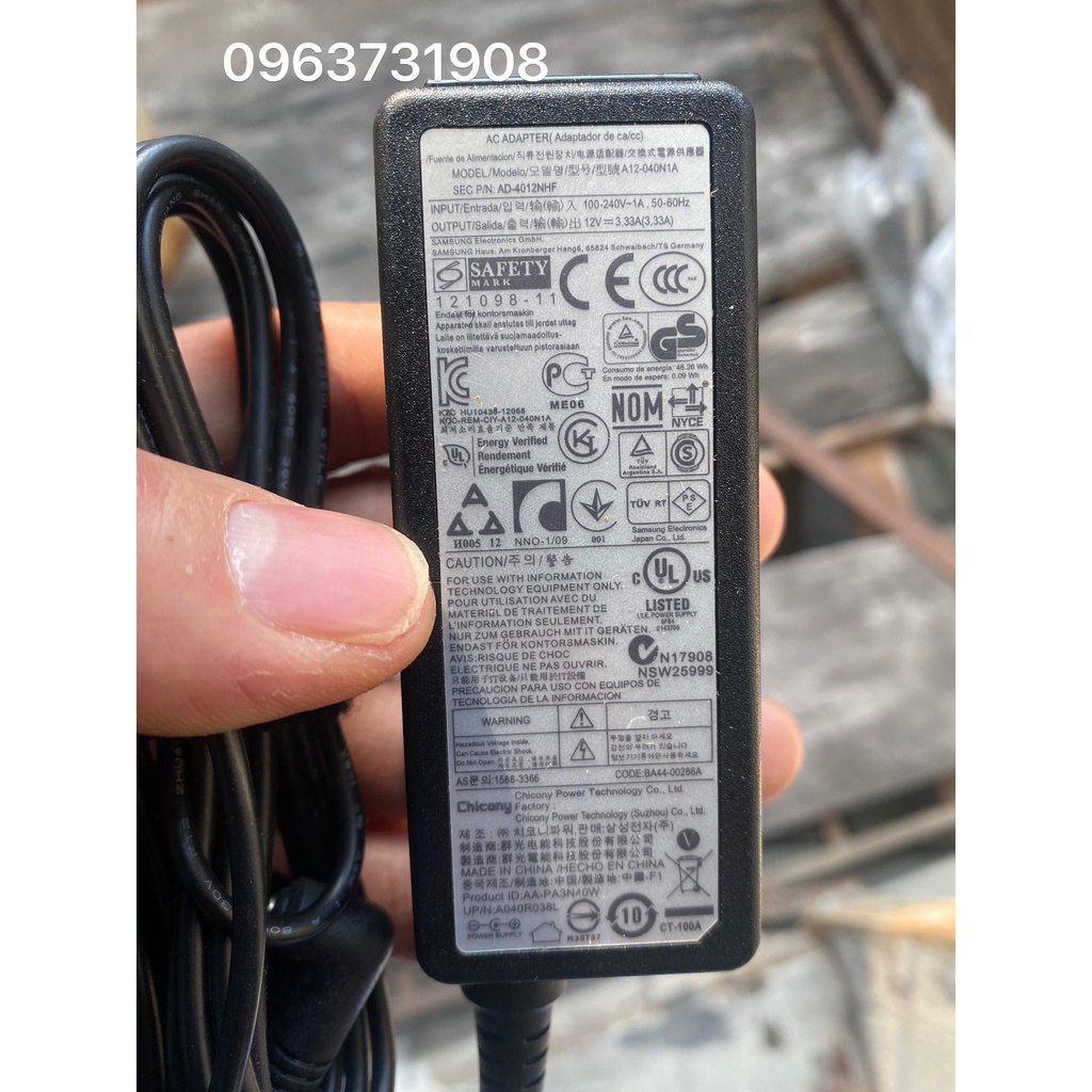 Sạc laptop Samsung 12V-3.33A chính hãng