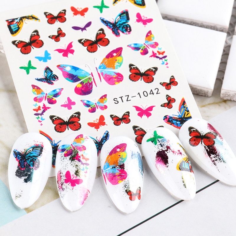 Set 16 Miếng Dán Móng Tay Tự Dính Họa Tiết Hoa Hồng Lá 3D Tương Phản Cho Nữ