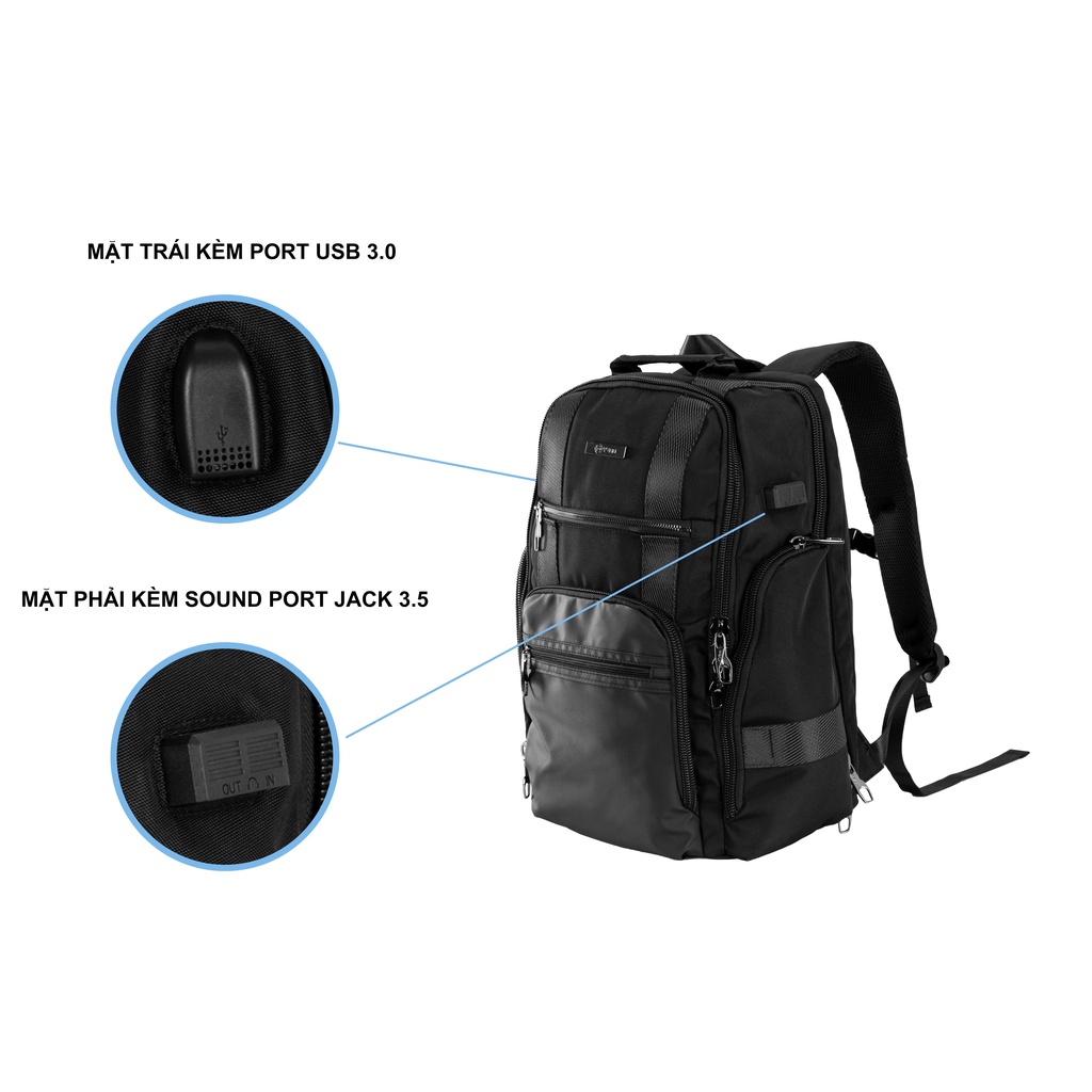 Balo laptop sức chứa lớn đi làm đi du lịch phượt hàng chính hãng YVan 820