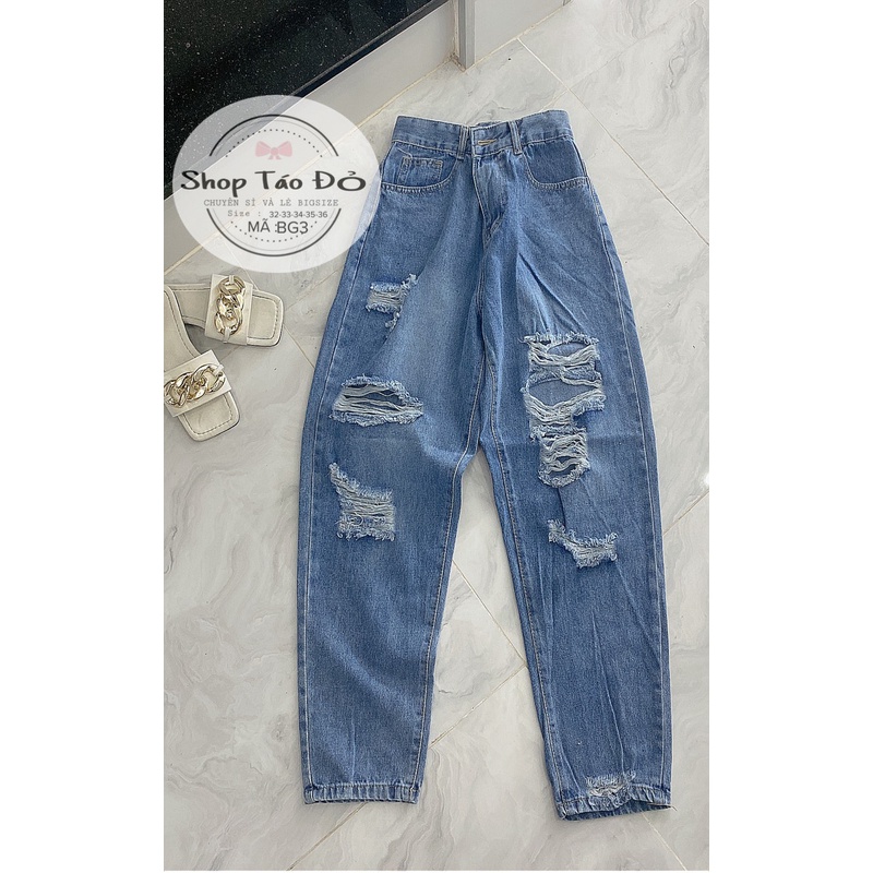 (TÁO ĐỎ BIGSIZE 55-90KG) Quần baggy rách cá tính lưng siêu cao BG3 ( ảnh thật shop chụp )🍎🍎🍎 | BigBuy360 - bigbuy360.vn