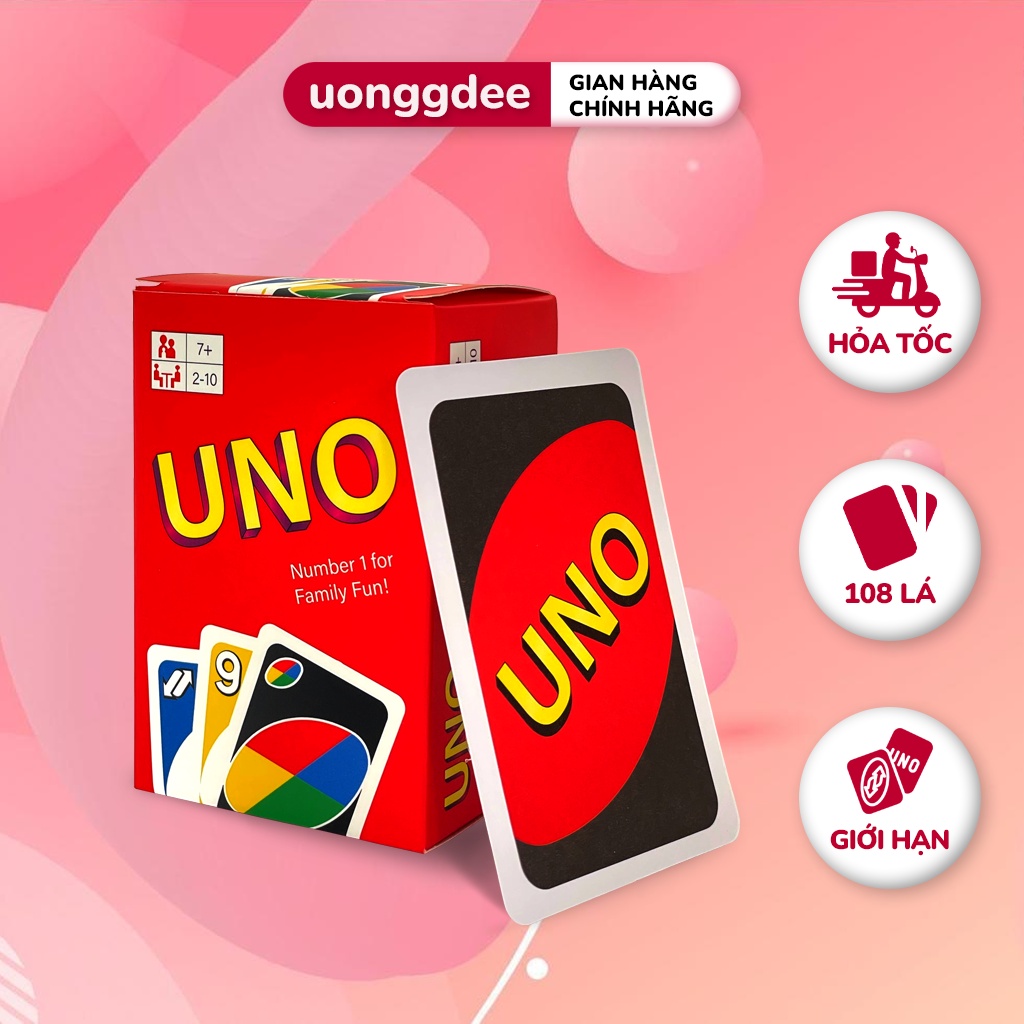 Bộ bài UNO thẻ cứng 108 lá cơ bản - boardgame vui nhộn hài hước cho nhóm và gia đình cho bữa tiệc