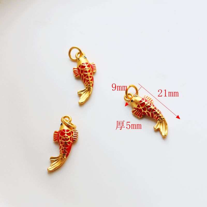 Mặt Dây Chuyền/ Khuyên Tai/ Vòng Tay/ Dây Chuyền Hình Cá Chép Màu Vàng 18k Kiểu Retro diy