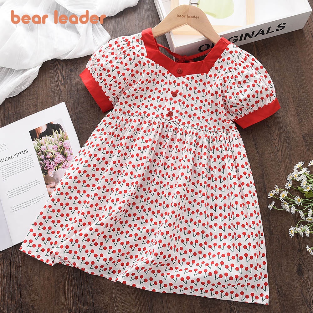 Đầm công chúa Bear Leader tay ngắn họa tiết hoa thời trang dành cho bé gái