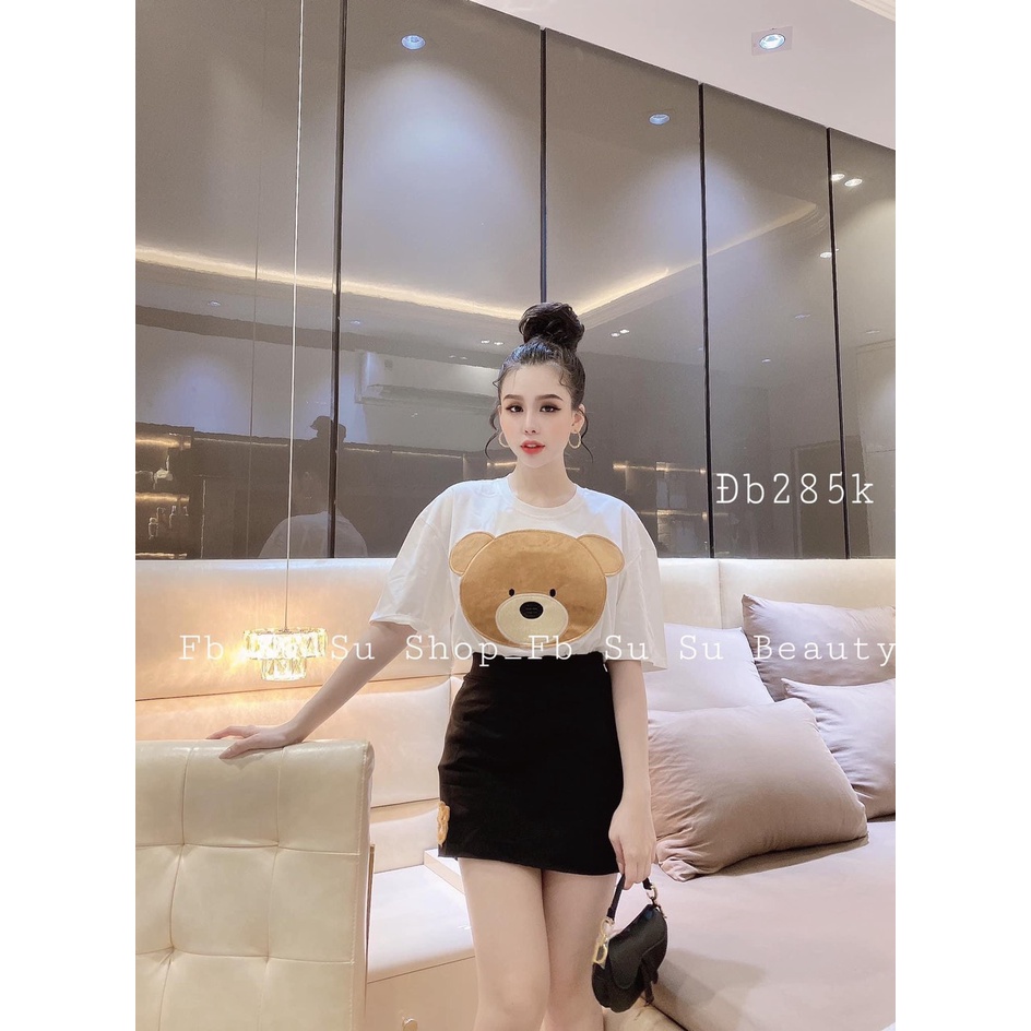 Set chân váy gấu cotton thêu nổi TH114