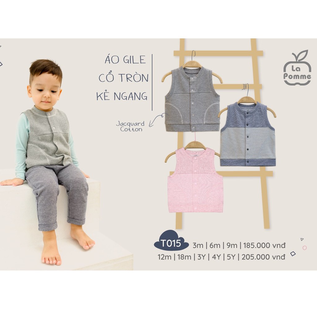 Áo gile Organic cổ tròn La Pomme chất liệu cotton mềm mịn ấm áp (T015/T020)