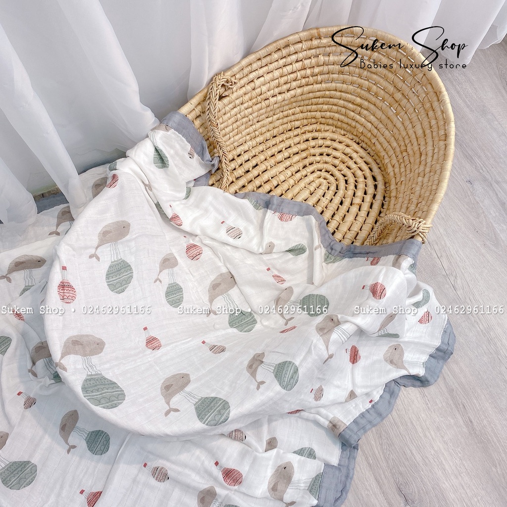 Chăn xô Aden sợi tre 4 lớp có viền xuất xịn