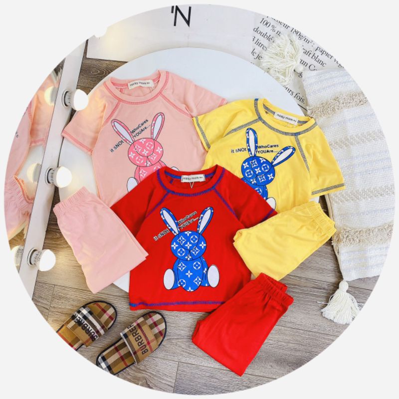 Bộ ngắn tay thun lạnh quần Alibaba Minky Mom thun lạnh cho bé trai bé gái từ 5-19kg
