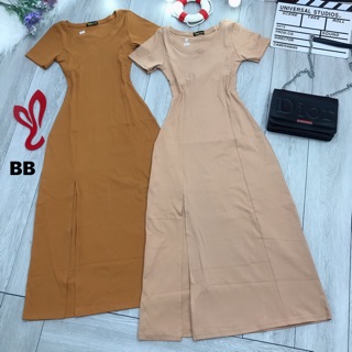 Đầm thun maxi xẻ đùi