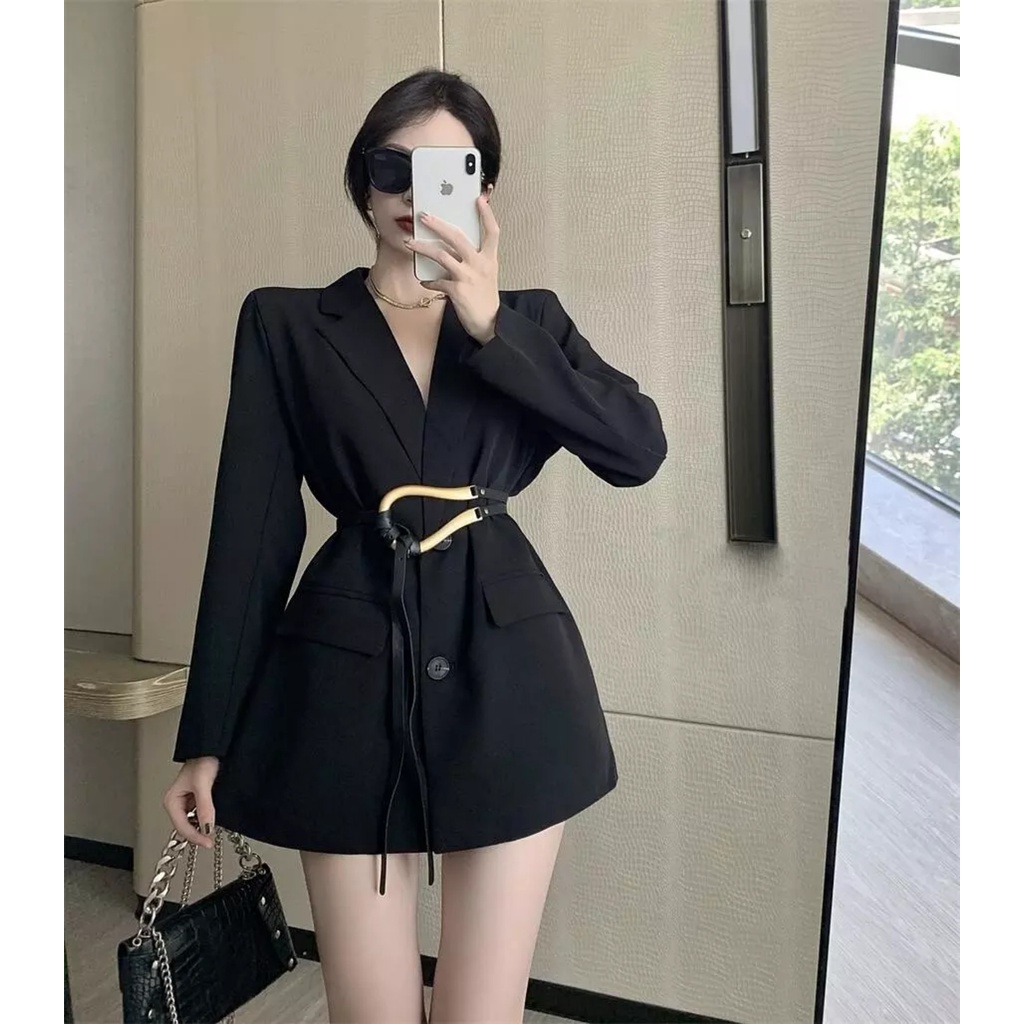 Áo Khoác Vest Blazer Kèm Thắc Lưng Thời TRang Nam Nữ