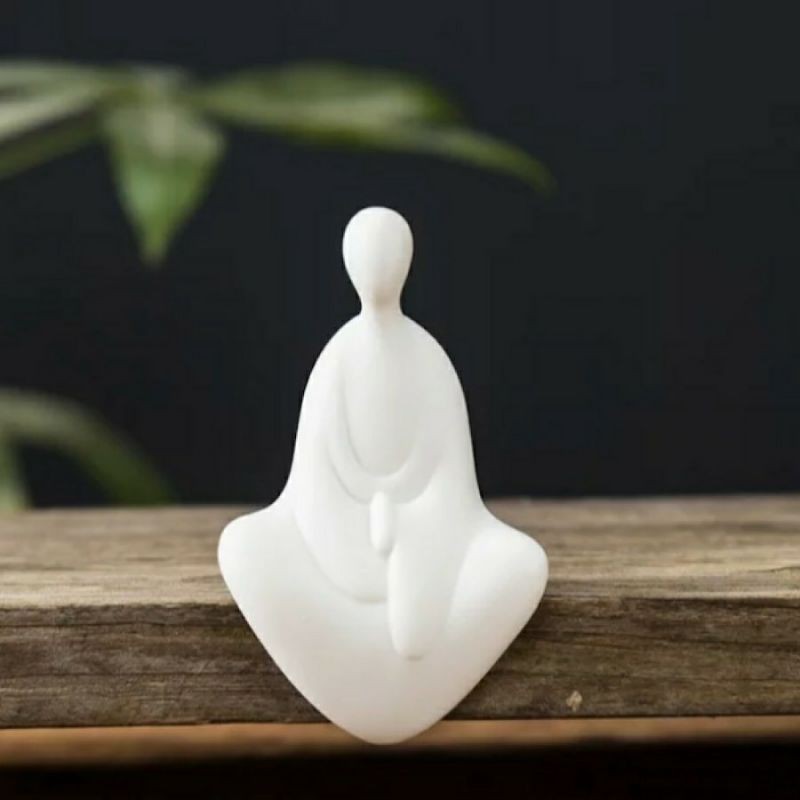 TƯỢNG THIỀN SƯ VÔ DIỆN AN NHIÊN GỐM SỨ TRẮNG