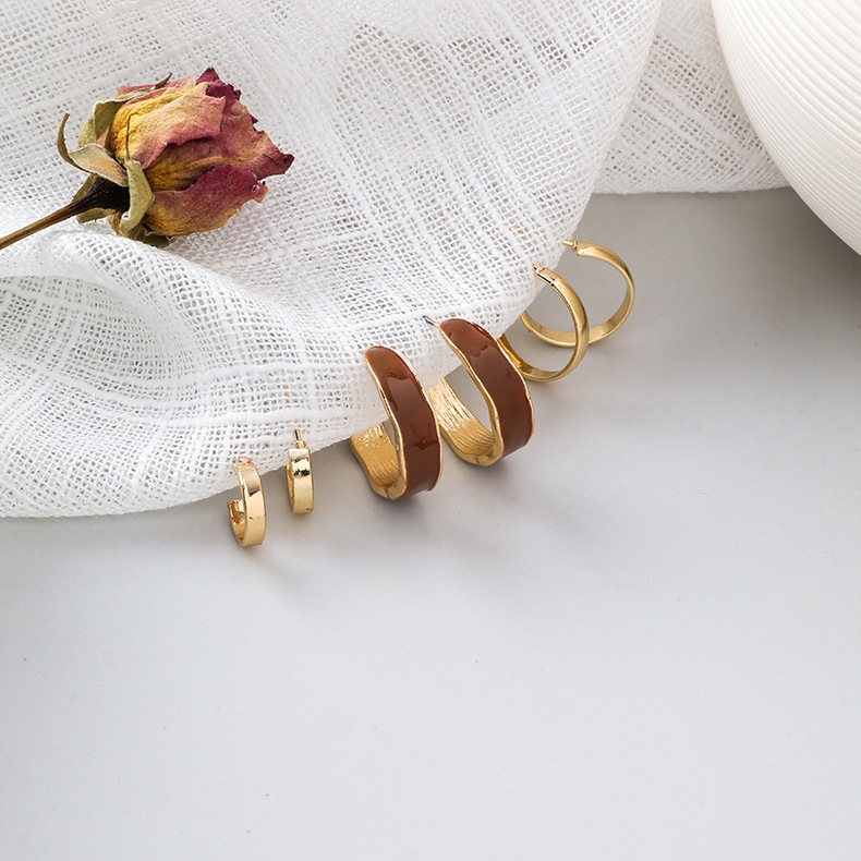 Set 6 Khuyên Tai Thiết Kế Đơn Giản Cá Tính Cho Nữ
