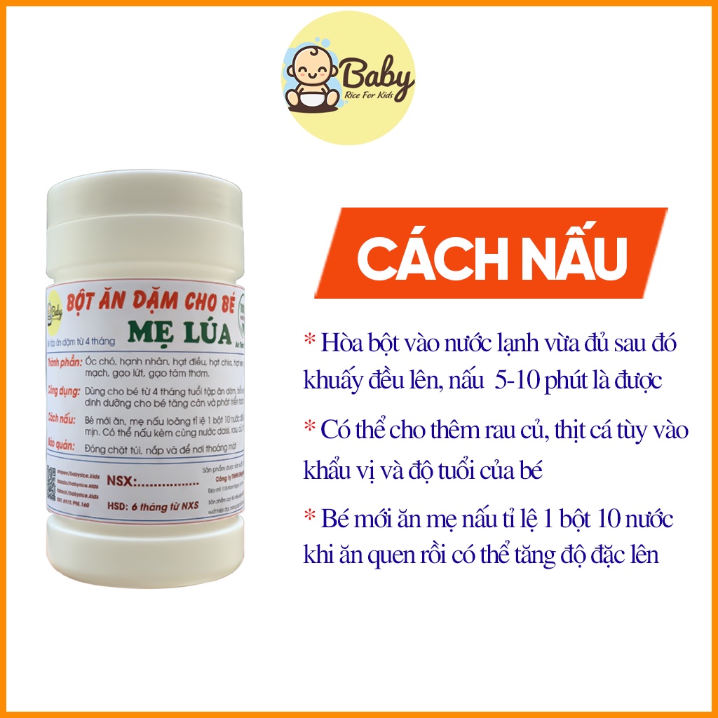 Bột Ăn Dặm Cho Bé Siêu Mịn Mẹ Lúa Nhiều Loại Hạt Ngũ Cốc Bé Ăn Ngon Từ 4M BabyRice 101