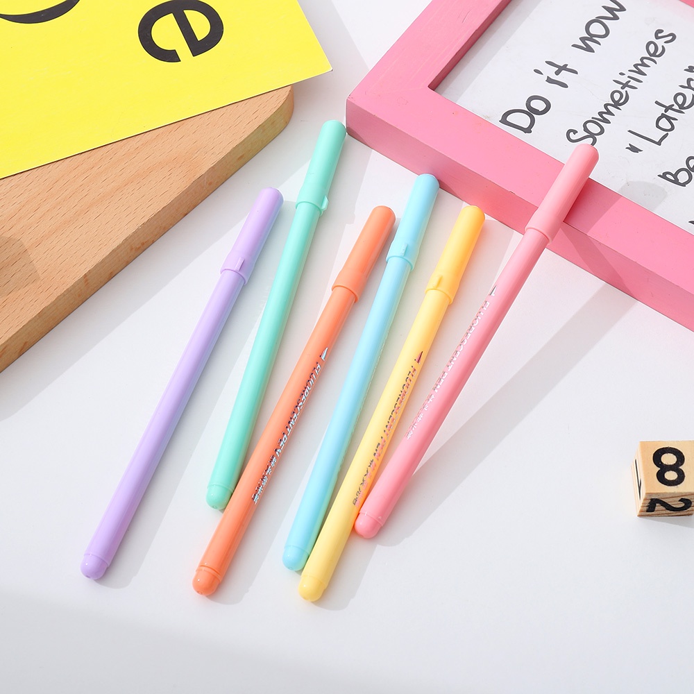 Bộ 6 bút đánh dấu đầu mềm nhiều màu sắc thiết kế tiện lợi dành cho học sinh / văn phòng