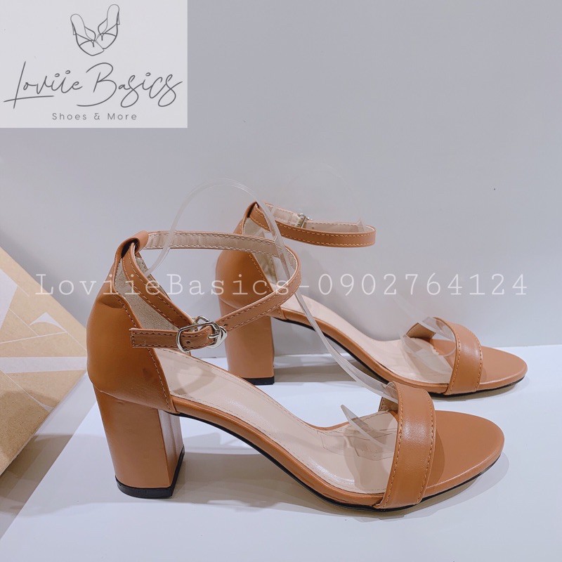 [Mã SKAMFSW175 giảm 10K đơn 50K] SANDAL CAO GÓT LOVIIE BASICS - GIÀY CAO GÓT CÔNG SỞ ĐẾ VUÔNG 7 PHÂN BÍT HẬU G210509
