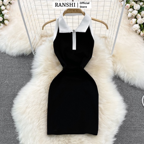 Đầm Body Hở Lưng Khóa Cổ Yếm Viền Trắng Sexy HÀNG LOẠI 1 Chất Thun Siêu Đẹp Mát Váy Đi Tiệc Đi Biển RANSHI | BigBuy360 - bigbuy360.vn