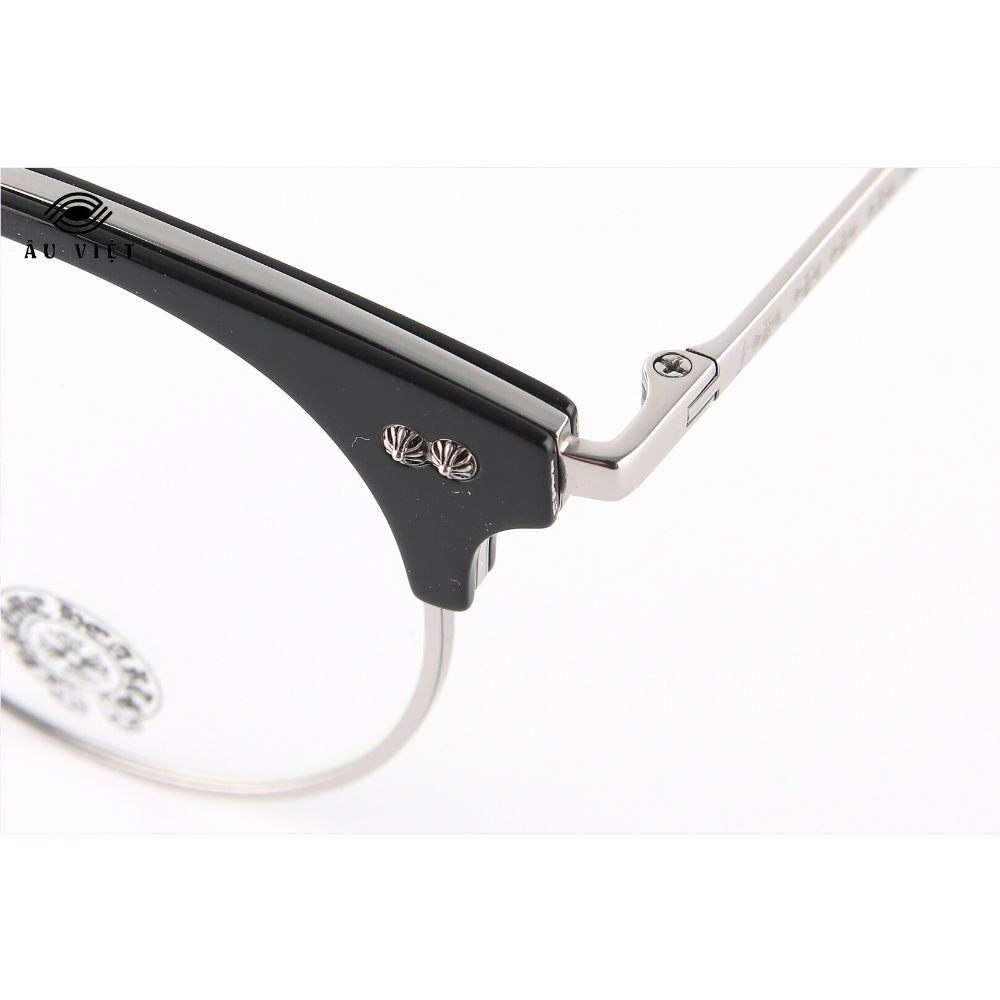 Gọng kính CH-1918 kim loại titanium dáng tròn nam nữ màu bạc Full box