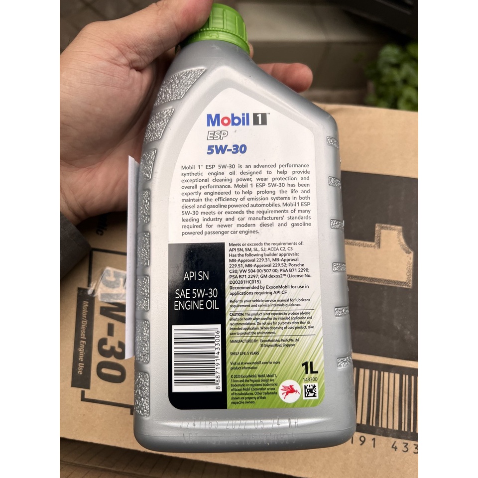 Dầu nhớt Tổng hợp Mobil 1 ESP New European Formula 5w30 1L Xe tay ga và oto