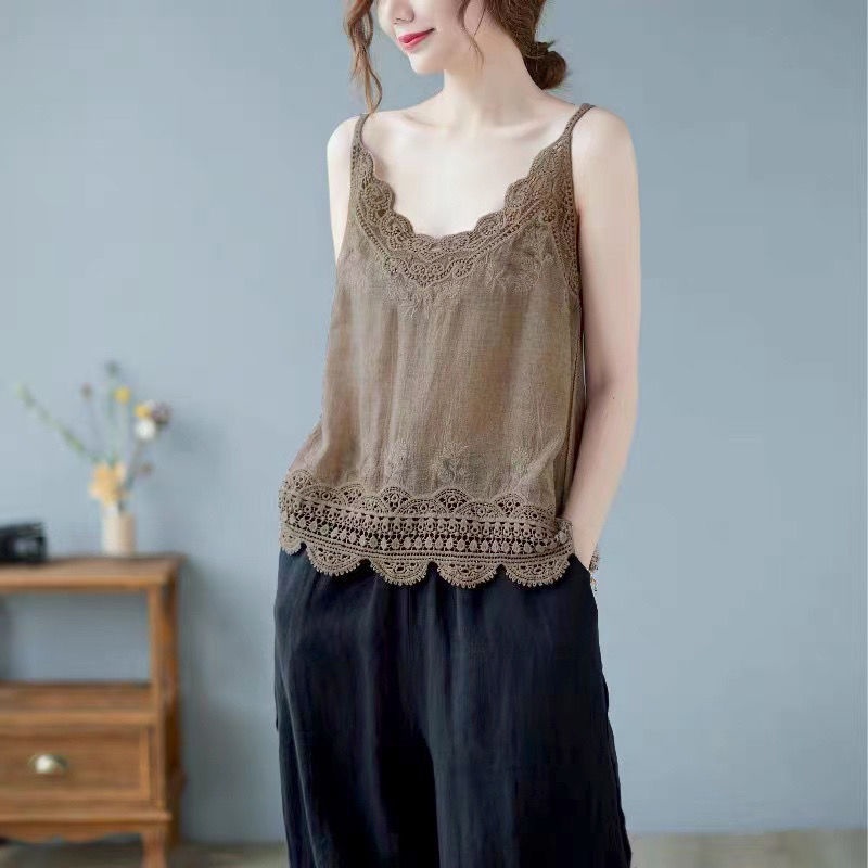 Áo Cotton Lanh Thoáng Khí Dáng Rộng Che Bụng Phong Cách Dân Tộc Đơn Giản Thời Trang Mới 2022