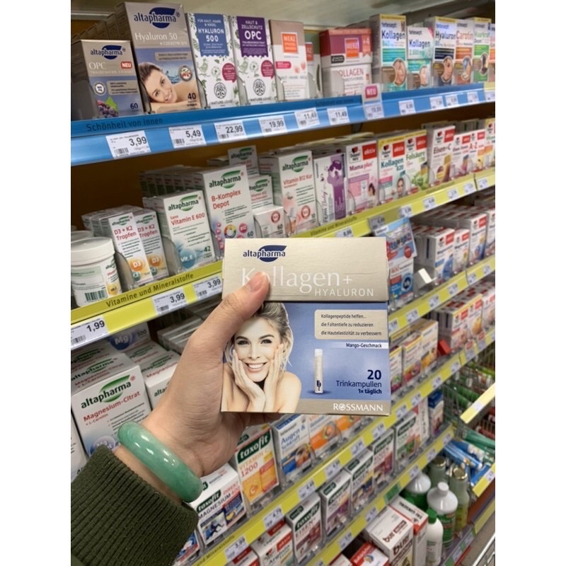 Collagen Hyaluron nước dạng ống Dưỡng Da ,Chống Lão Hoá, Tóc Chắc Khỏe Hàng Đức 20 Ống Altapharma