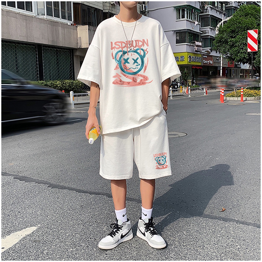 Đồ bộ nam mùa hè thời trang mặc nhà form rộng freesized dưới 70kg chất thun cotton BRB02