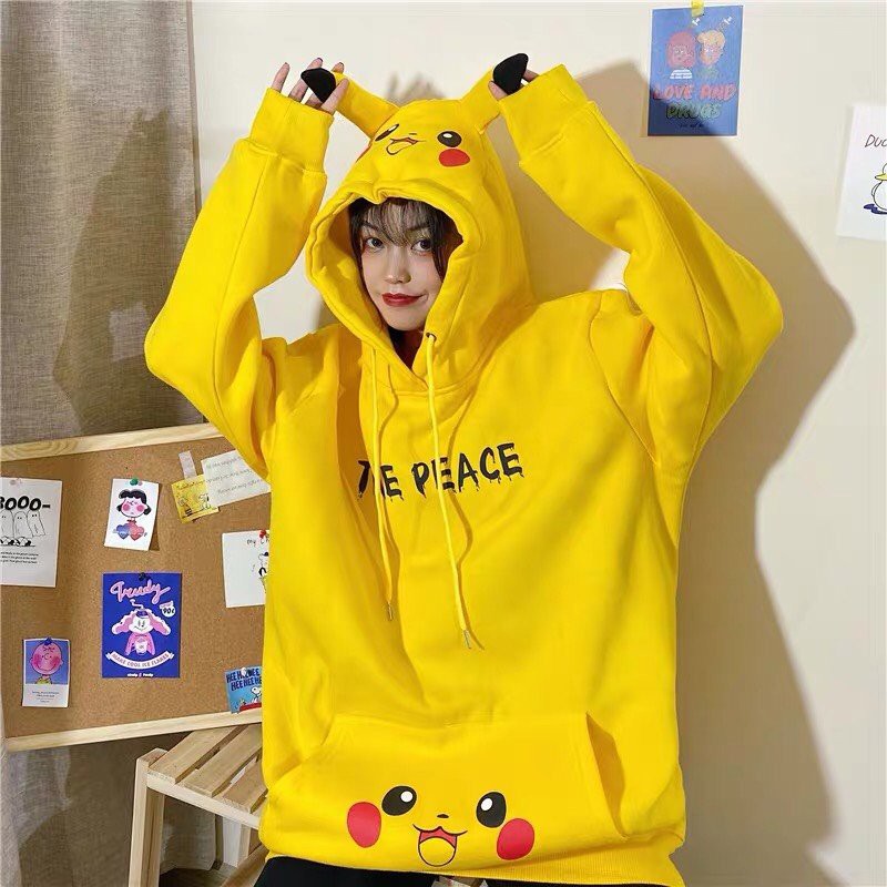 ÁO HOODIE NÓN CHUI TRÙM ĐẦU NAM NỮ UNISEX NAM NỮ, PIKACHU TIME PEACE