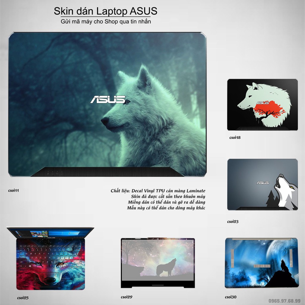 Skin dán Laptop Asus in hình sói tuyết (inbox mã máy cho Shop)