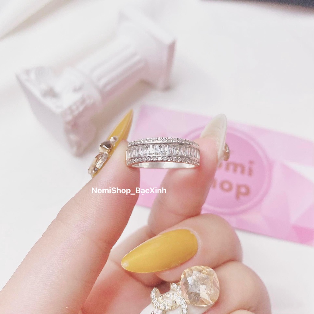 Nhẫn nửa full đá ghết sang xịn Mainomi Shop Bạc Xinh sang xịn quyến rũ