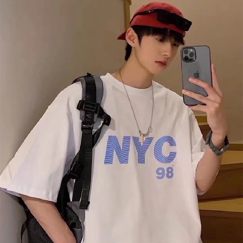 Áo Thun Tay Ngắn Dáng Rộng In Chữ Phong Cách Hip Hop Nhật Bản Thời Trang Mùa Hè Cho Nam Cỡ M-5XL