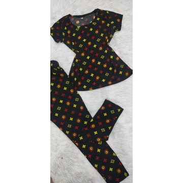 Bộ tay ngắn quần dài thun tơ hoa