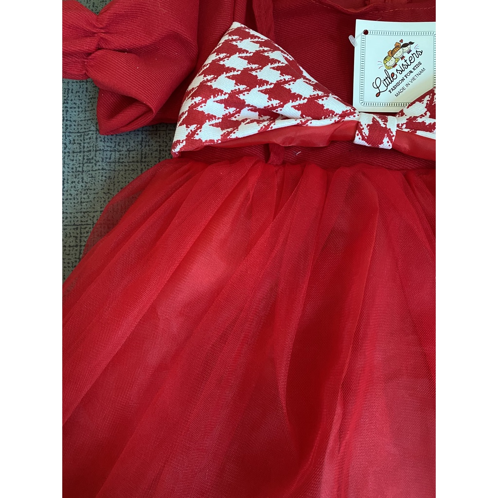 Váy bé gái - Váy dạ nhung nơ ngực siêu xinh cho bé 1-5 Tuổi