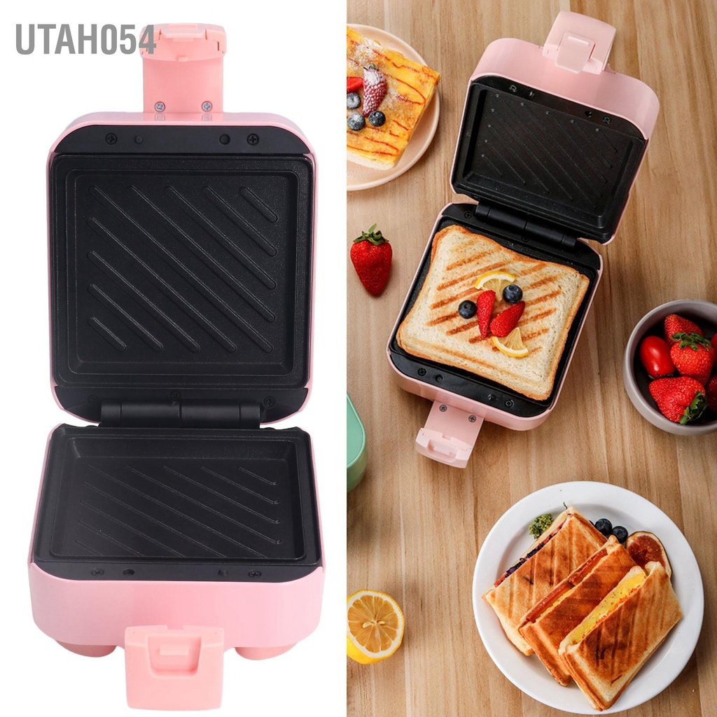 [Hàng Sẵn] Máy Kẹp Nướng Bánh Mì Sandwich mini màu hồng 650W cầm tay điện AU Plug 220V đa năng tiện dụng【Utah054】