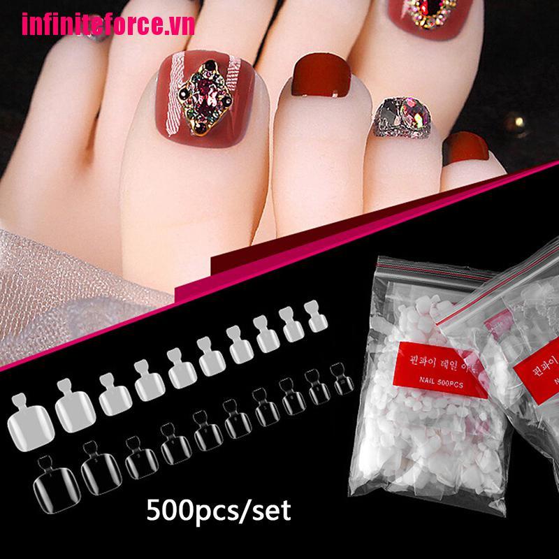 Set 500 Móng Tay Giả Trong Suốt Bằng acrylic Trang Trí