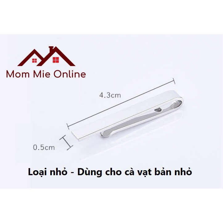 Kẹp cà vạt trơn, size nhỏ - lớn dùng cho cà vạt bản nhỏ hoặc lớn