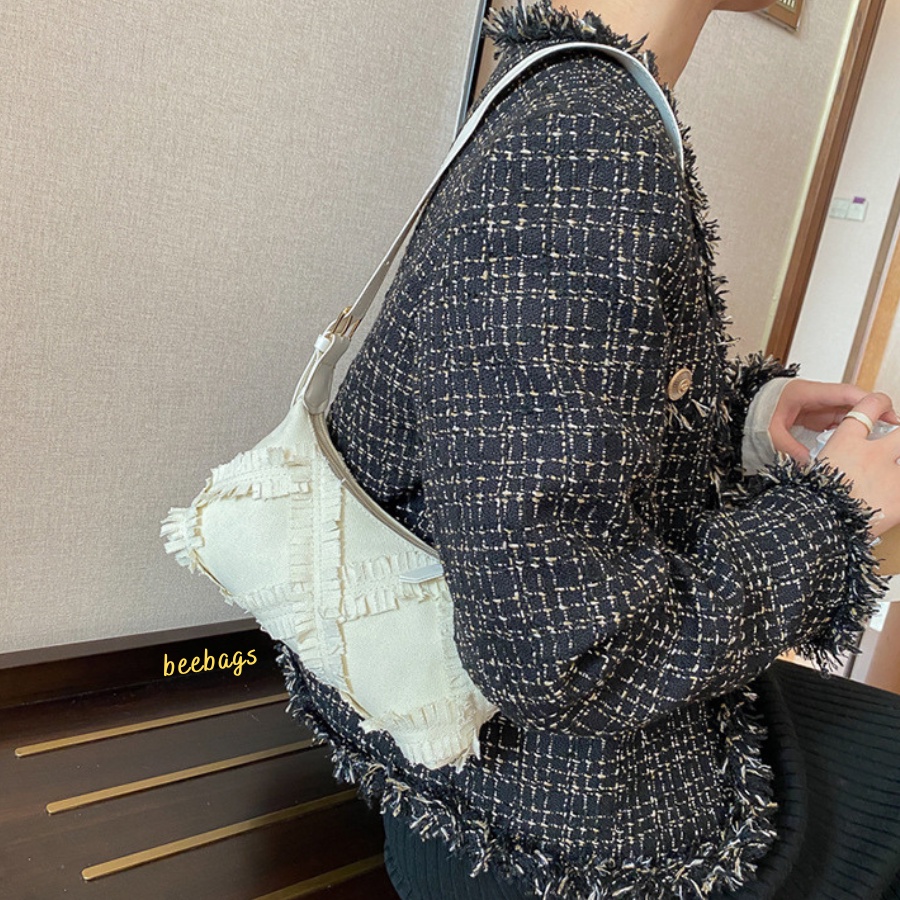 Túi Đeo Vai Họa Tiết Tua Rua Màu Trắng, Đen Cá Tính | TX33 | Túi Nữ Phong Cách Hàn Quốc Phù Hợp Đi Chơi, Cafe Và Dự Tiệc