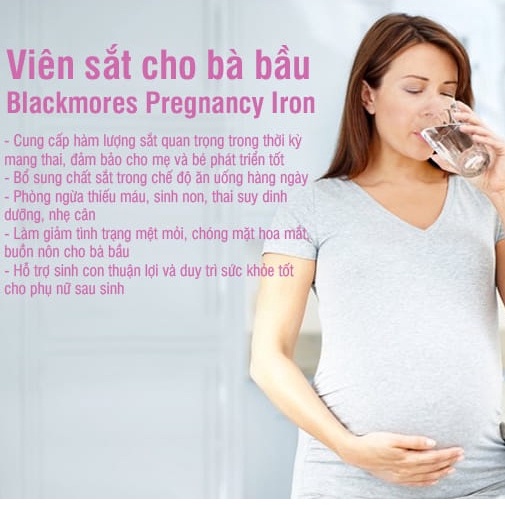 Viên uống bổ sung sắt cho bà bầu Pregnancy Iron Blackmores Úc 30 viên