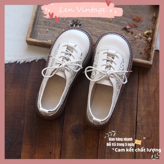 Giày Mori phối ren Mori nữ văn học Hàn Quốc retro vintage sinh viên ulzzang Nhật Bản lenvintage đế bằng sandal boots nữ