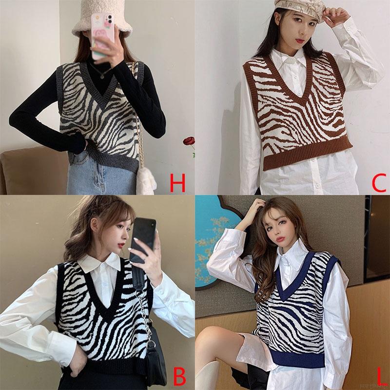 Áo Khoác Len Không Tay Họa Tiết Ngựa Vằn Thời Trang Cho Nữ | BigBuy360 - bigbuy360.vn