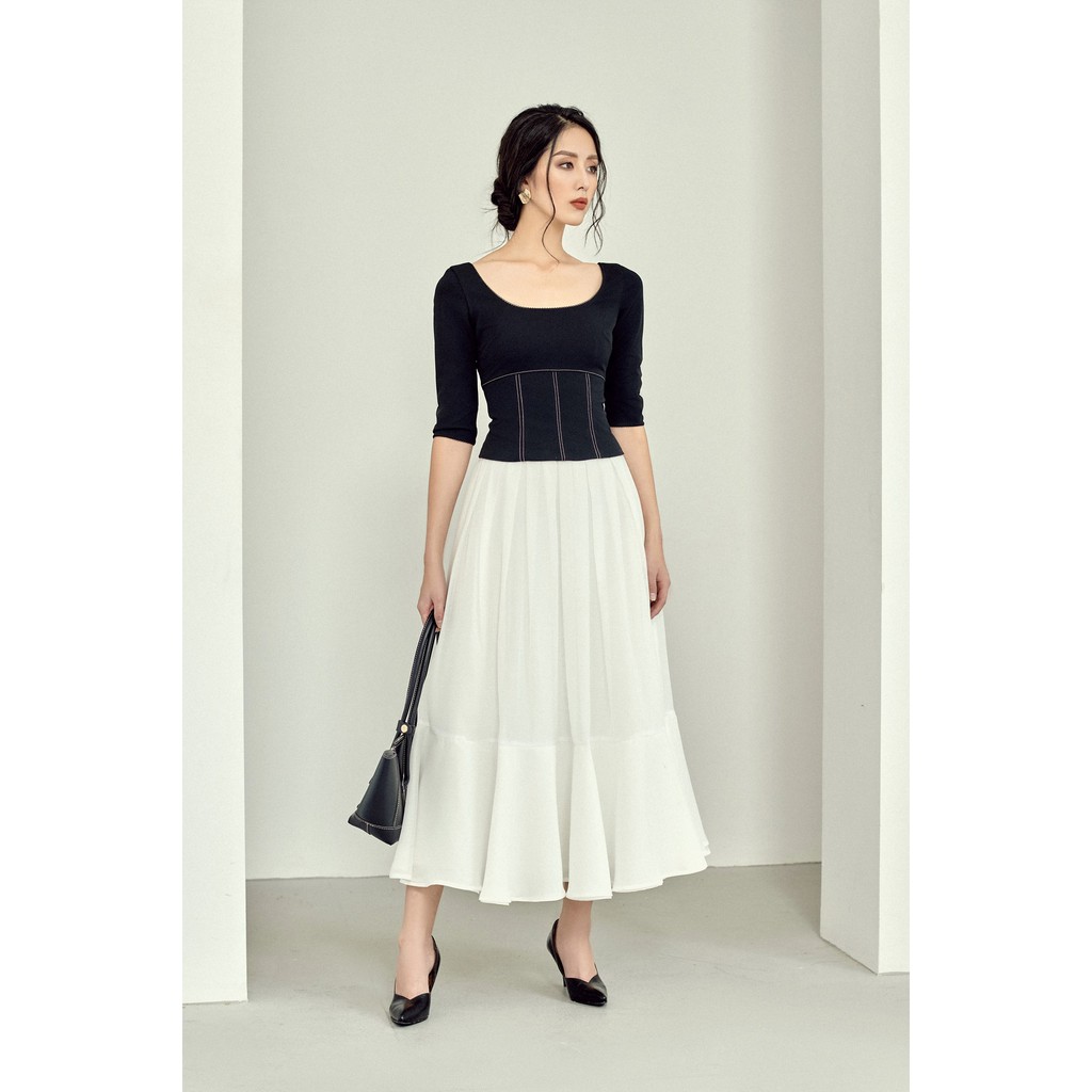MAVEN - Chân váy trắng rũ phồng dáng dài M'aimer Skirt