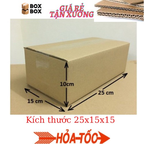 thùng hộp carton bìa giấy đóng gói hàng kích thước 25x15x10 giá rẻ tận xưởng giao hỏa tốc nhận hàng ngay