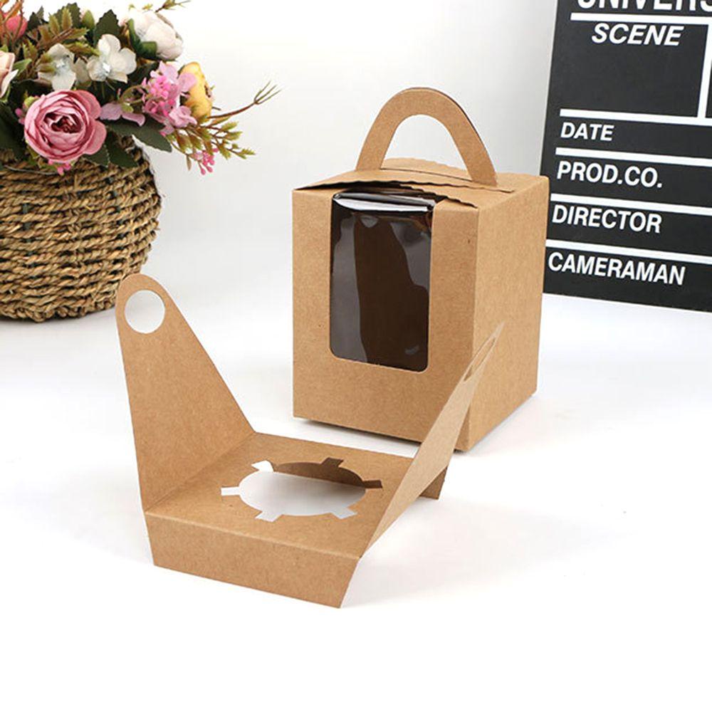 Hộp Đựng Bánh Cupcake Nhiều Màu Có Cửa Sổ Trong Suốt Giá Đỡ