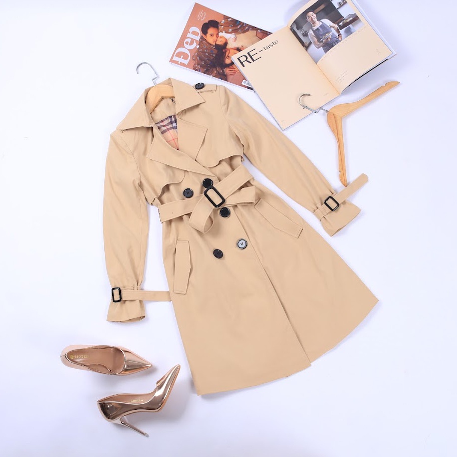 Áo khoác Mangto cho nữ chất liệu Kaki 2 lớp - Áo mangto nữ