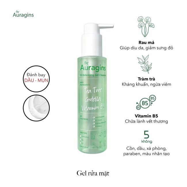 Combo Mặt Nạ Đất Sét The Auragins 80ml và Gel rửa mặt làm sạch sâu 150ml