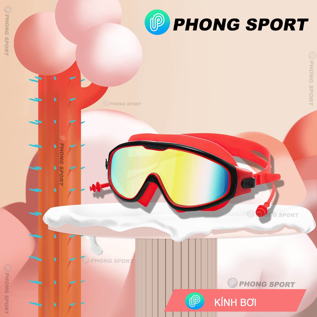 Kính bơi người lớn tráng gương thiết kế mắt kính to không gọng chống tia UV A820 - PHONG SPORT