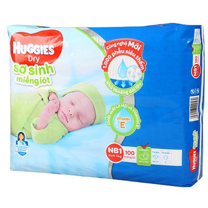 Tả – Miếng lót sơ sinh Huggies NB1(<5kg) - 100 miếng