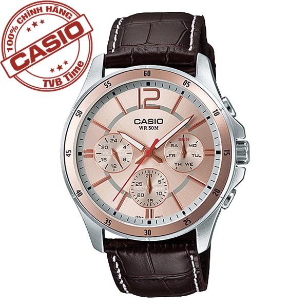 Đồng hồ nam dây da Casio Standard chính hãng Anh Khuê MTP-1374L-9AVDF (43mm)