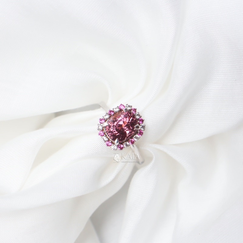 Nhẫn Spinel Tím đá thiên nhiên AU 10k phụ kiện thời trang tặng kèm kiểm định - KAIA