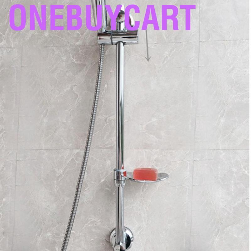 Onebuycart Stainless Steel Lift Type Shower Slide Bar Holder with Rod Soap Dish Suction Cup Install