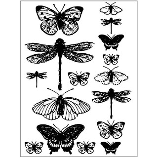 Mẫu Tem Sillicone Trong Suốt Họa Tiết Bươm Bướm Và Chuồn Chuồn Trang Trí Scrapbook